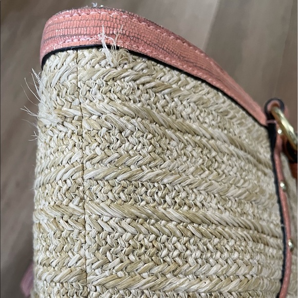 Coach straw and peach leather shoulder bag - Picture 10 of 10